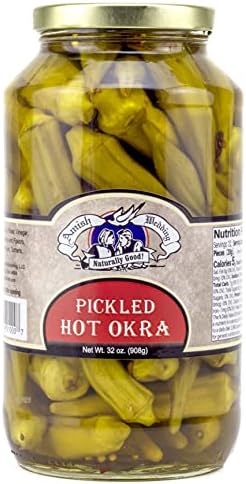 Amish Wedding Hot Pickled Okra 32oz (Pack of 2)
