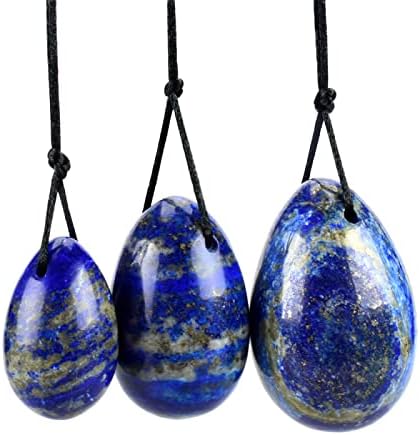 Natural Stone Drilled Yoni Egg for Women Kegel Exercise Ball,Lapis Lazuli,Blue Spot
