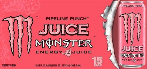 Monster Energy Juice Pipeline Punch, Energy Drink, 16 Ounce | Energy + Juice, Pack of 15