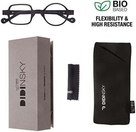 DIDINSKY readers presbyopia reading glasses anti blue light for men and women. Rubber touch, flexible temples and anti-reflective lenses. Graphite +1.5 - DALI BIO