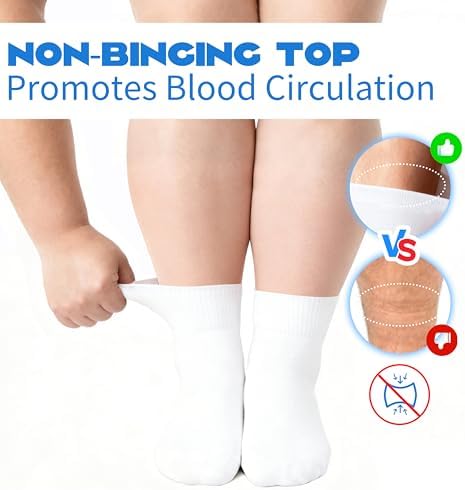 Forcool Non Binding Loose Top Seamless Ankle Low Cut Cotton Diabetic Socks for Men and Women, M/L/XL, 3/6 Pairs