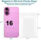 3''X 4'' (Pack of 100) 2 Mil Thick Clear Reclosable Small Zip Plastic Poly Bags With Resealable Lock Seal Zipper for Photo, Jewelry, Bakery, Treats, Travel, Storage, Packaging & Shipping