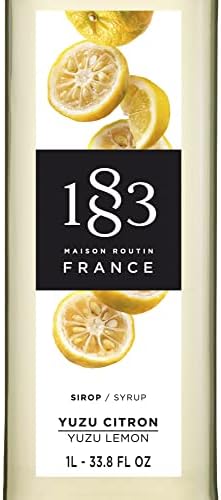 1883 Yuzu Lemon Syrup for Drinks, Made in France, 1 Liter Glass Bottle