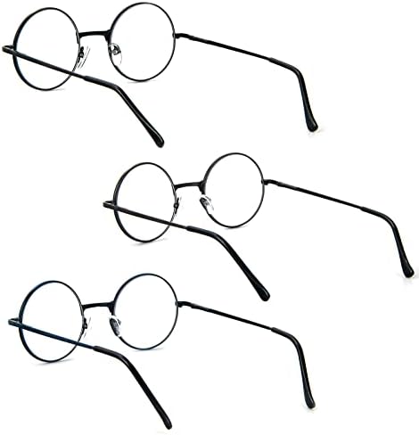 3 Pack Round Frame Reading Glasses Blue Light Blocking Reader Metal Full Frame Retro Glasses