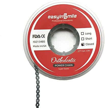 SNAWOP Dental Orthodontic Power Chain Multicolor Spool Elastic Rubber Bands for Teeth Braces (Closed, Sliver Gray)