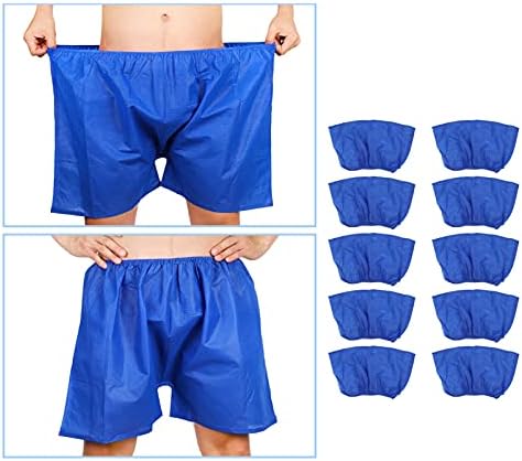 ZJchao 10 Pcs Men's Disposable Cotton Massage Underwear, Travel Briefs for Spa Salon Sauna Steam Room Breathable Fleece Underpants, Blue