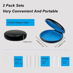 2 Pack Aligner and Retainer Case,Compatible with Invisalign,Mouthguard Case Kits, Portable Aligner Cases with Chew Remover Tool and Brush, Black
