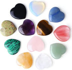 DUQGUHO 1 Inch Hearts Crystals and Healing Stones Reiki Gems Healing Crystals Amethyst Crystal Hearts Set Rose Quartz Heart Shaped Crystals Bulk Polished Gemstones Spiritual Gifts for Women 12 PCS
