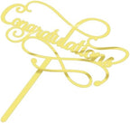 Congratulations Cake Topper,Congratulations 2026 Graduation Cake Topper,Graduation, Wedding, Retirement, Birthday, Anniversary, Celebration Party Decorations Supplies (Acrylic Gold)