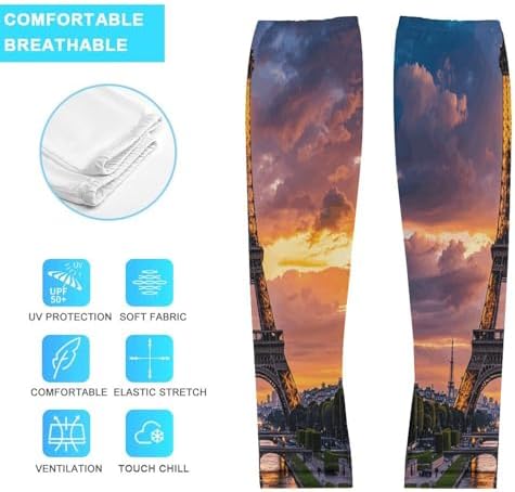 Beautiful Eiffel Tower Paris Cooling Arm Sleeves Ice Silk Breathable UV Sun Protection, Sports Arm Sleeves