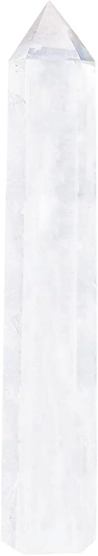 Apengshi Large Clear Quartz Natural Healing Crystal Tower 5.9"-6.3" 6 Faceted Single Point Chakra Crystal Wand Energy Meditation Stone Home Decor Collection Gift