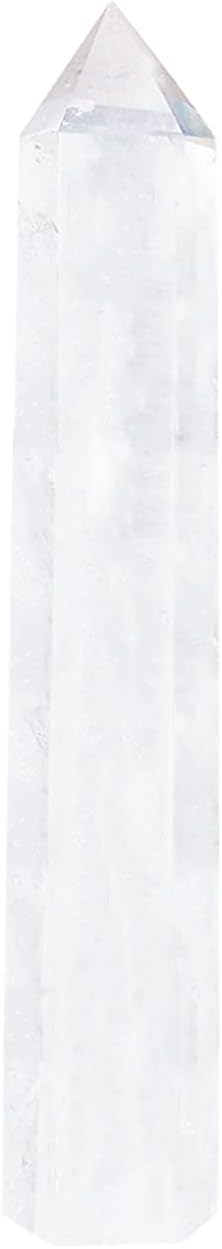 Apengshi Large Clear Quartz Natural Healing Crystal Tower 5.9"-6.3" 6 Faceted Single Point Chakra Crystal Wand Energy Meditation Stone Home Decor Collection Gift