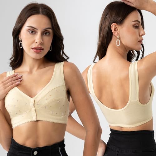 Daisy Bras for Older Women Comfort Soft Breathable Bra Wireless Front Closure Bras