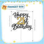 21st Birthday Cake Topper, Happy 21st Birthday Cake Topper, 21 Cake Topper for Him or Her, Black and Gold Glitter Cake Decoration for 21st Birthday Decorations, Men Women Adult Birthday Party Decor