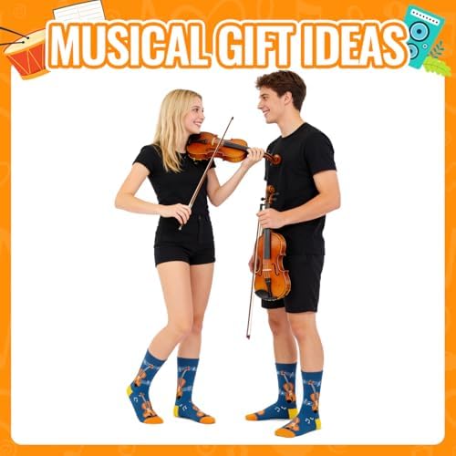 Zmart Music Gifts for Men Women - Piano Gifts for Musician Teens, Funny Violin Music Socks
