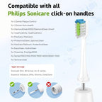 Replacement Brush Heads Compatible with Philips SoniCare Electric Toothbrushes, Dupont Bristles for Effective Cleaning, Click-on System, 8 Pack, White