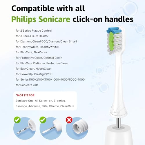 Replacement Brush Heads Compatible with Philips SoniCare Electric Toothbrushes, Dupont Bristles for Effective Cleaning, Click-on System, 8 Pack, White
