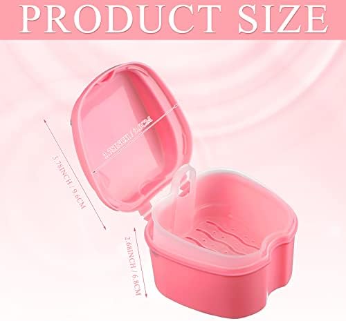 Zubebe 20 Pcs Denture Bath Retainer Case Holder Bulk with Strainer Basket Dental Cup Denture Soaking Container False Teeth Storage Box for Travel Cleaning Brace Mouth Guard, 5 Colors