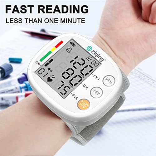 Wrist Blood Pressure Monitor, Rechargeable Bp Cuff Wrist & Accurate 2x99 Data Large LCD Screen Display for Home/Trave/Office Use