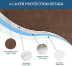 Waterproof Incontinence Chair Pads, 22" x 21" Wheelchair Reusable Seat Pads Cover, Washable Nursery Seat Protector, 4 Pack Brown