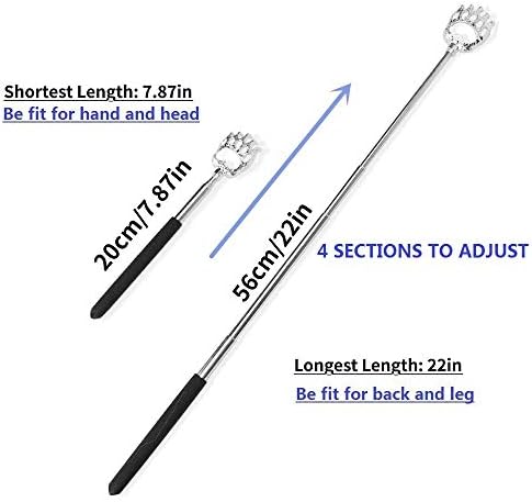 SQULIGT 2PCS Back Scratchers, Bear Claw Shaped Scratcher Extendable Metal Retractable Telescopic Handle