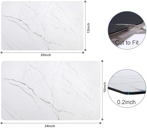 Marble Pattern Dish Drying Mat, Absorbent Coffee Bar Mat for Kitchen Counter, Non-slip Pad with Rubber Backed, Washable and Easy to Clean 12" x 20" Light Marble