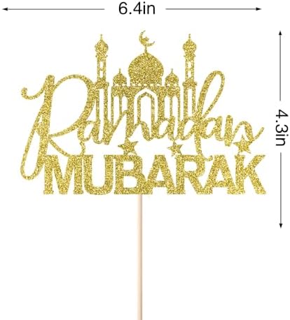 Gold Glitter Happy Eid Ramadan Kareem Cake Topper,Umrah Mubarak Cake Topper,Ramadan Muslim Islamic Decoration - Muslim Islam Eid Celebration Decoration
