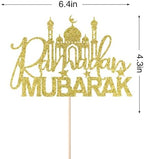 Gold Glitter Happy Eid Ramadan Kareem Cake Topper,Umrah Mubarak Cake Topper,Ramadan Muslim Islamic Decoration - Muslim Islam Eid Celebration Decoration