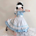 Maid Outfit Anime Cosplay Lolita Maid Dress French Maid Costume Plush cat ear Socks set