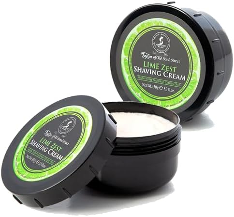 Taylor of Old Bond Street Lime Zest Fragrance Shaving Cream Bowl 150g (2-Pack) – Rich Lather for Traditional Shaving