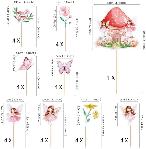 Fairy Cupcake Toppers,25 PCS Fairy Cake Topper,Fairy Birthday Party Decorations,Fairy First Birthday Decorations