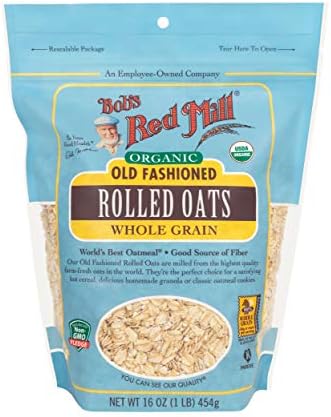 Bob's Red Mill Organic Old Fashioned Rolled Oats, 16oz (Pack of 4) - Non GMO, Whole Grain, Vegan, Kosher
