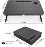 BUYIFY Foldable Laptop Bed Desk for Couch, Sofa - Large Lap Desk Tray Table with Cup Holder and Tablet Slot - Portable Notebook Stand for Eating, Writing, Studying and WFH (Black)- USA Original Patent