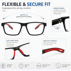 Sports Style Reading Glasses for Men - 3 pack Classic Square TR Frame Lightweight Readers with Spring Hinge