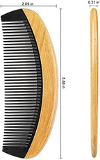 Onedor Buffalo Horn With Handmade 100% Natural Green Sandalwood Hair Combs - Anti-Static Sandalwood Scent Natural Hair Detangler Wooden Combs (Buffalo Horn Oval Fine Tooth)