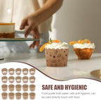 NUOBESTY 100 Pcs Small Kraft Paper Cupcake Holders Muffin Baking Cups Greaseproof Paper Wrappers for Oven Use Birthday Wedding Party Bakeware Supplies