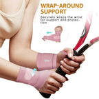2 Pack Thin Compression Wrist Brace for Men & Women, Adjustable Elastic Wrist Support for Carpal Tunnel Arthritis Tendonitis Sports Pain Relief, Soft & Comfortable Day/Night Wrist Wraps (Pink)