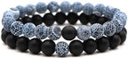 FORUBUS 2Pcs Lava Rock Beaded Bracelet Set – Essential Oil Diffuser Jewelry with Natural Stone Beads for Aromatherapy, Yoga, Meditation, and Stress Relief, Stretchy Bracelets for Women Men