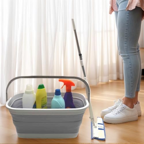 SAMMART 11.6L (3.06 Gallon) Collapsible Rectangular Handy Basket/Bucket (Grey, 1)