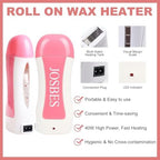 Roll On Wax, Honey Wax Roller Kit for Sensitive Skin,Roller Waxing Kit Include Portable Wax Warmer, with 2 Wax Roller Cartridge Refill,100 pcs Non-Woven Wax Strips, for Legs Arms and Underarm