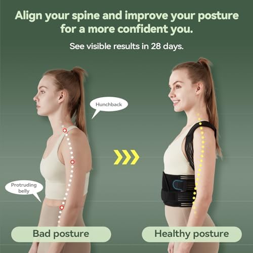 Back Brace Posture Corrector for Women and Men, 4-Point Back Support System for Upper/Lower Back Pain Relief, Scoliosis & Hunchback Correction, Adjustable & Breathable Shoulder Straightener, Small