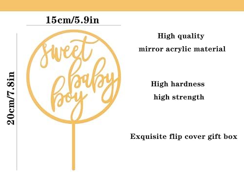 Sweet Baby Girl Cake Topper - Glitter Gold Acrylic Girl Baby Shower Cake Decorations, Gender Reveal Cake Pick (Baby Girl Gold)