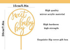 Sweet Baby Girl Cake Topper - Glitter Gold Acrylic Girl Baby Shower Cake Decorations, Gender Reveal Cake Pick (Baby Girl Gold)