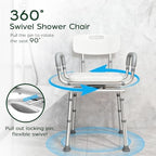 Swivel Shower Chair with Arms and Back, 450lbs Heavy Duty Shower Chair for Elderly and Disabled, Handicap Shower Chairs for Inside Shower Stool & Bath Tub Seat for Adults