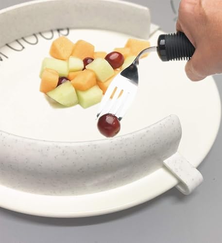 Food Plates Guard - Parkinson Patients Scooping Food Clip-On Spill Prevention Kitchen Living Eating Aid Assistant Dining Assistive for Elderly, Disabled, 2Pcs