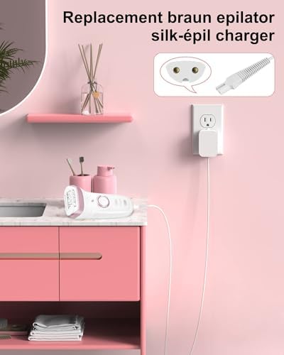 for Braun Silk Epil 9 Charger Compatible with Braun Epilator Silk 9 7 5 9-720 9-300 9-890 9-030 9-880 5-810 5-620 and Face Epilator Facespa Pro 910 911 921
