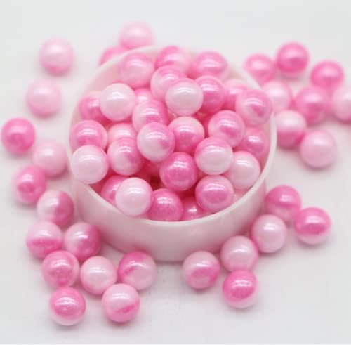 Rainbow Sprinkles Pink White Edible Pearls sprinkles,Cake sprinkles,Cookie sprinkles,Sugar Pearl, Edible Candy Pearls 7mm 130g 4.6OZ for Cake Cupcake Decorationg (Pink+White-7mm)