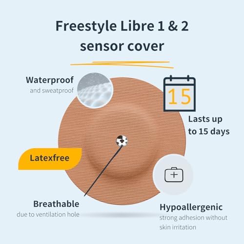 MySweetStitch - 10-Pack Freestyle Libre 1/2 Sensor Covers Waterproof with Ventilation Hole Round Pastel - Lasts up to 14 Days, sweatproof Adhesive Patches pre-Cut & Full Cover Made in Germany