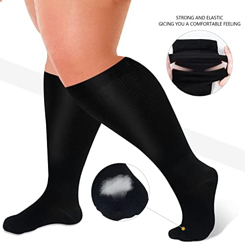 Diu Life 3 Pairs Plus Size Compression Socks for Women and Men Wide Calf Extra Knee High Support for Circulation
