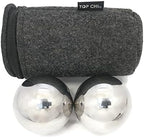 Top Chi 2.3 lb. 2 Inch Solid Stainless Steel Baoding Balls with Carry Pouch. Non-Chiming Chinese Health Balls for Hand Therapy, Exercise, and Stress Relief